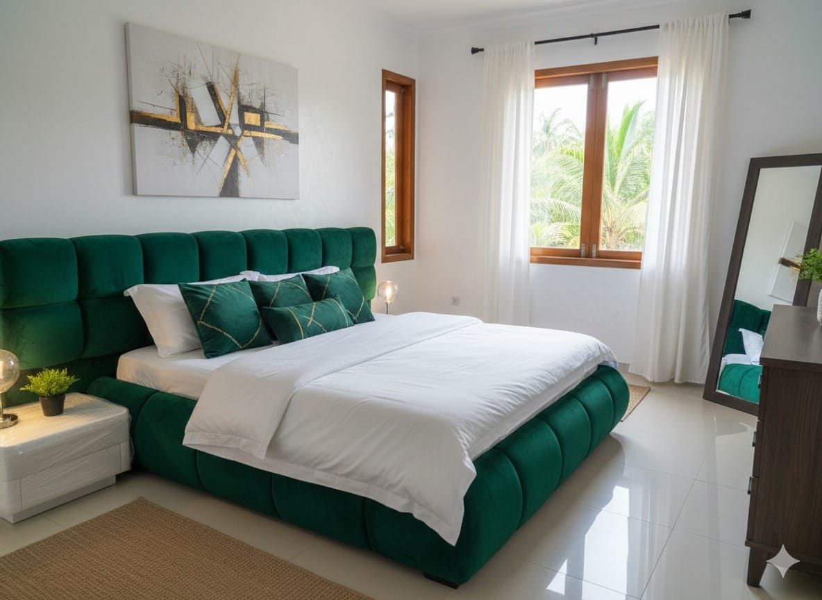 lit Confortatis capitonné a cordons